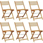 vidaXL Gartenstühle 6 Stk. Klappbar Beige Massivholz Akazie