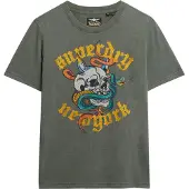 Superdry für Damen. W1011607A Entspanntes T-Shirt mit Neo Trad Tattoo-Motiv grün (XL), Lässig, Baumwolle, Kurzarm