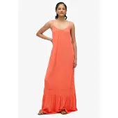 Superdry für Damen. W8011955A Langes orangefarbenes trägerloses Kleid (M), Lässig, Party, Viskose, Ärmellos / Hosenträger