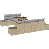 vidaXL Sofa Set 8 Stk. Beige und Hellgrau Poly-Rattan