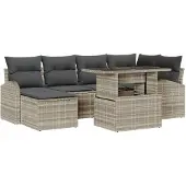 vidaXL Gartensofa-set 7 Stk. Hellgrau Poly-Rattan