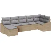 vidaXL Sofa Set 7 stk. Beige [Synthetisch]: Poly Rattan