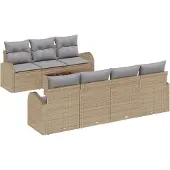 vidaXL Gartensofa-set Beige 55 x 55 x 37 cm Poly-Rattan