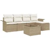 vidaXL Outdoor-Sofa 6 stk. Beige Poly-Rattan