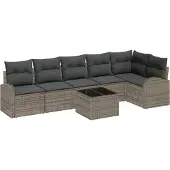 vidaXL Gartensofa-set Grau Poly-Rattan