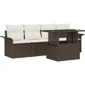 vidaXL Gartensofa-set 5 stk. Braun Poly-Rattan