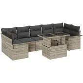 vidaXL Gartensofa-set 8 Stk. Hellgrau Poly-Rattan