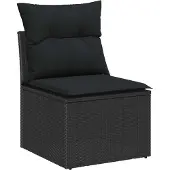 vidaXL Gartensofa-set mit Kissen 7 pcs Schwarz Poly-Rattan