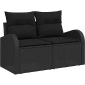 vidaXL Gartensofa-set 9 Stk. Schwarz Poly-Rattan