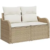 vidaXL Garten-Sofa-Set 9 stk. Beige Poly Rattan