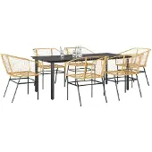 vidaXL 7-teiliges Garten-Esszimmerset Braunes Polyrattanglas