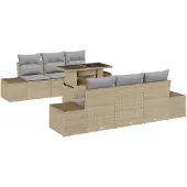 vidaXL Sofa Set 7 Stk. Beige und Hellgrau Poly-Rattan