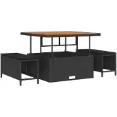 vidaXL Garten Essgruppe 3 stk. Schwarz Poly-Rattan