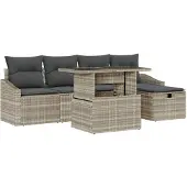 vidaXL Gartensofa-set 6 stk. Hellgrau Poly-Rattan