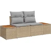 vidaXL Gartensofa-set 7 Stk. Beige Poly-Rattan