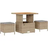 vidaXL Garten Essgruppe 3 stk. Beige Poly-Rattan