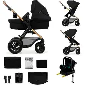 Kinderkraft MOOV 2 AIR - 4-in-1 Kinderwagen - Babywanne, Buggy und MINK PRO i-Size - Aufblasbare Räder - UPF50+ Verdeck - Bis 27 kg - Zwart