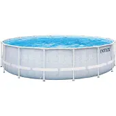 Intex 26746GN - Frame Pool Set - Chevron (488x122cm) mit Pumpe Leiter Plane Abdeckung