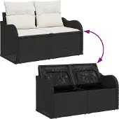 vidaXL Gartensofa-set mit Speicher 6 pcs Braun Poly-Rattan