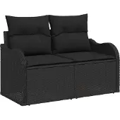 vidaXL Gartensofa-set 10 Stk. Schwarz Poly-Rattan