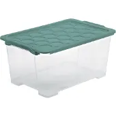 Rotho 1008105092, Aufbewahrungsbox, Grün, Transparent, Rechteckig, Einfarbig, Drinnen, 44 l