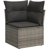 vidaXL 5-tlg. Garten-Sofagarnitur mit Kissen Grau Poly Rattan