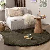 NATURL. Hochflor Teppich Rund - Comfy Supreme Grün Ø 100 cm