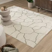 FRAAI Teppich Wohnzimmer - Yune Stone Creme Grün 120x170 cm