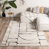 FRAAI Japandi Teppich - Yori Blocks Creme Schwarz 120x170 cm