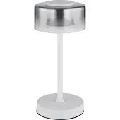 Globo Design-Tischlampe Belinda weiß mit Rauchglas