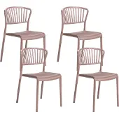 Beliani Esszimmerstühle 4er Set in Braun aus Kunststoff für Innen- und Außenbereich Geeignet Moderner Stil Plastik Gartenstühle für Garten Esszimmer