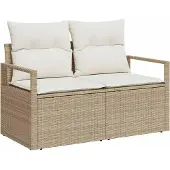 vidaXL Gartensofa-set mit Kissen 6 pcs Beige Poly-Rattan
