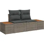 vidaXL Gartensofa-set 7 stk. Grau Poly-Rattan