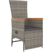 vidaXL 5-tlg. Garten-Essgruppe mit Kissen Grau Poly Rattan