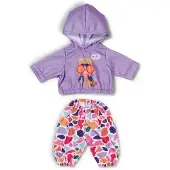 Baby Born Hoodie Outfit aus Kapuzen-Sweater und bunter Hose für 43cm Puppen.