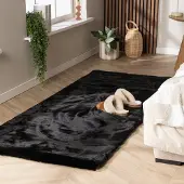 NATURL. Hochflor Läufer - Comfy Supreme Schwarz 80x180 cm