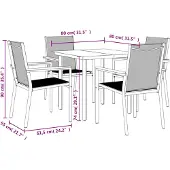 vidaXL 5-tlg. Garten-Essgruppe Schwarz Textilene und Stahl
