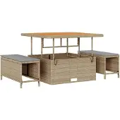 vidaXL Gartensofa-set mit Kissen 12 pcs Beige und Hellgrau Poly-Rattan