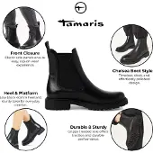 Tamaris 1-25427-41 - Damen Chelsea Boots - 001-Black, Größe:38 EU