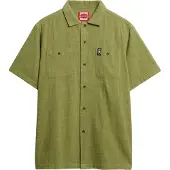 Superdry für Herren. M4010986A Texturiertes Kurzarmhemd Merchant Store grün (M), Lässig, Baumwolle