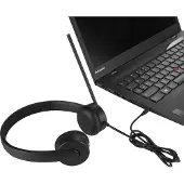 Lenovo Stereo Analog, Kabelgebunden, Büro/Callcenter, 110 g, Kopfhörer, Schwarz