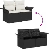 vidaXL Garten-Sofa-Set 8 stk. 7-Sitzanzahl Schwarz und Creme