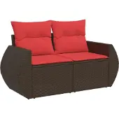 vidaXL 9-teiliges Gartensofa-Set mit Kissen, braun, Polyrattan