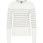 Dreimaster Strickpullover Damen Wollweiss Grau Melange