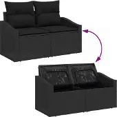 vidaXL Sofa Set mit Kissen 7 pcs Poly-Rattan