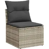 vidaXL Gartensofa-set Hellgrau 55 x 55 x 37 cm Poly-Rattan