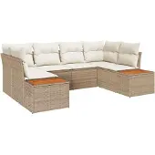 vidaXL Gartensofa-set 6 stk. Beige Poly-Rattan