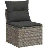 vidaXL 5-tlg. Garten-Sofagarnitur mit Kissen Grau Poly Rattan