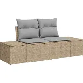 vidaXL Gartensofa-set 9 pcs Beige Poly-Rattan