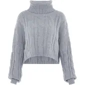 Mymo Rollkragenpullover Damen hellgrau melange